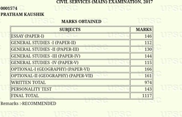 Pratham Kaushik - Rank 5, 2017