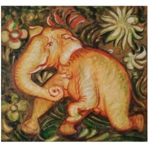 Pink elephant painting, Ajanta caves