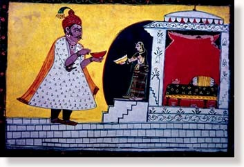 Ravana begging sita for Alms, Malwa, Rajasthan School of painting