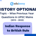 History Optional Topic – Wise Previous Year Questions in UPSC Mains: Indian Response to British Rule (2013-2023)