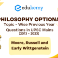 Philosophy Optional Topic – Wise Previous Year Questions in UPSC Mains: Moore, Russell and Early Wittgenstein (2013-2023)