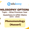 Philosophy Optional Topic – Wise Previous Year Questions in UPSC Mains: Phenomenology (Husserl) (2013-2023)
