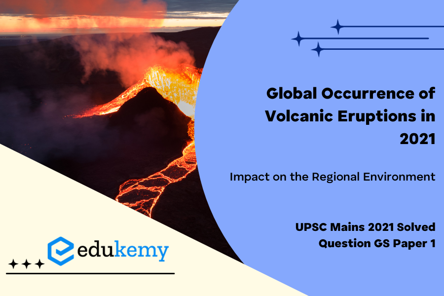 Mention the global occurrence of volcanic eruptions in 2021 and their impact on the regional environment.