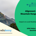 Briefly mention the alignment of Major mountain ranges of the world and explain their impact on local weather conditions, with examples.