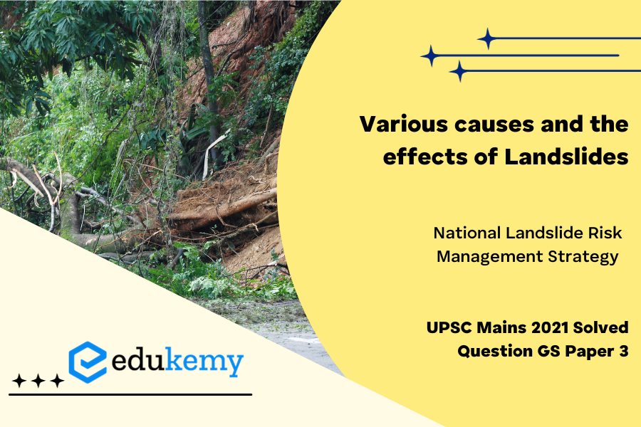 Describe the various causes and the effects of Landslides. Mention the important components of The National Landslide Risk Management Strategy.