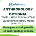 Anthropology Optional Topic – Wise Previous Year Questions in UPSC Main: Emergence and growth of anthropology in India (2013-2023)