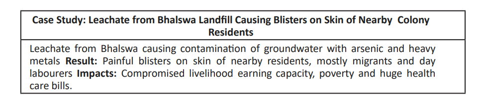  Leachate from Bhalswa Landfill Causing Blisters on Skin of Nearby Colony
Residents